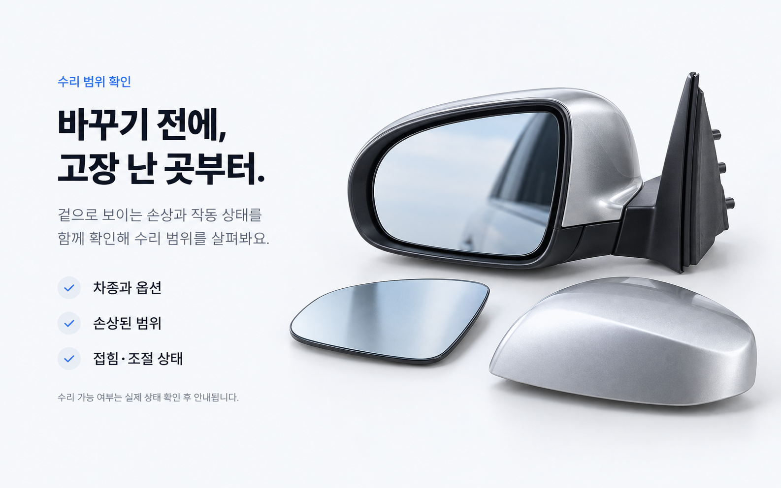 사이드미러 본체와 분리된 거울, 커버